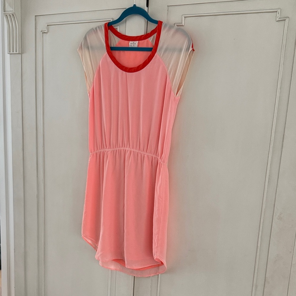 Hartford Coral and Red Dress with Blue Accent